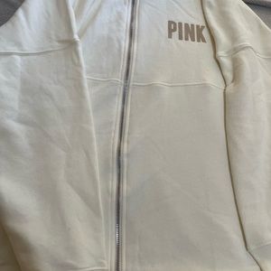 BRAND NEW VICTORIA SECRET PINK FLEECE OVERSIZED ZIP-UP SWEATSHIRT